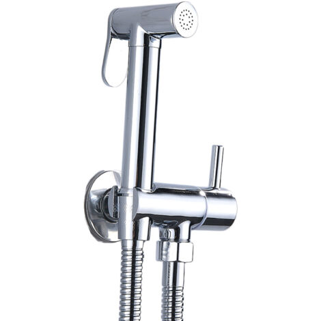 Bagnoclic – Douchette hygiénique en laiton avec robinet d'arrêt intégré – Flexible 120 cm – Installation facile pour WC – Accessoire salle de bain