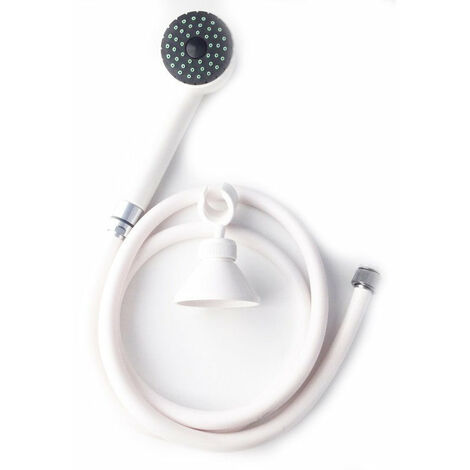 Bagnoclic – Ensemble de douche blanc avec tuyau flexible 150 cm – Support réglable en ABS – Douchette anti-calcaire pour usage intensif