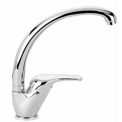 Bagnoclic – Mitigeur de cuisine en laiton chromé – Bec haut pivotant – Hauteur sous bec 25cm – Installation facile avec tubes et fixations