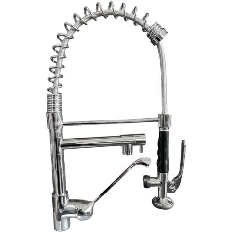 Bagnoclic – Mitigeur robinet de prélavage 50 cm – Manette clinique – Douchette double jet en laiton pour cuisine professionnelle
