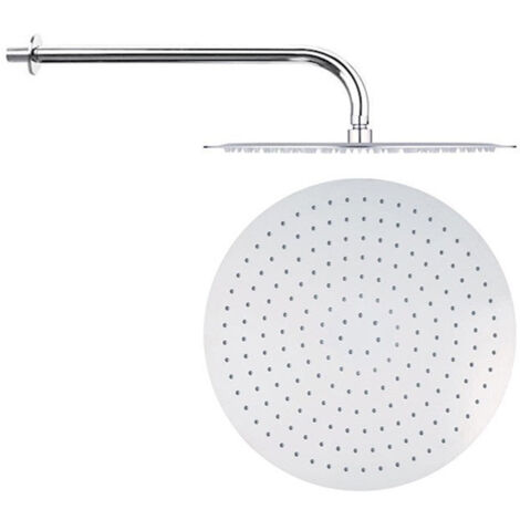 Bagnoclic – Pomme de douche ronde 20 cm – 25 bras en acier inoxydable – Raccord 1/2 – Anti-calcaire – Effet pluie pour douche moderne