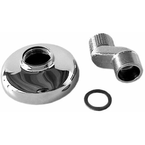 Bagnoclic – Raccord excentré M 1/2' - M 3/4' déport 56 mm en laiton avec rosace – Installation facile pour robinetterie de baignoire