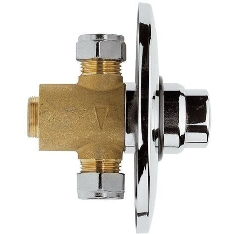 Bagnoclic – Robinet de douche temporisé encastré à poussoir – Laiton chromé – Raccords 1/2 – Plaque de 11,5 cm – Temps d'ouverture 18-20 secondes