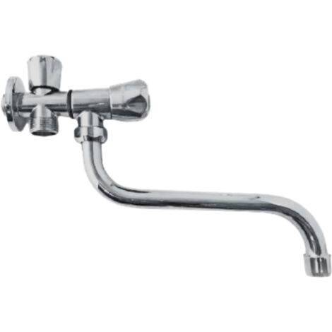 Bagnoclic – Robinet extérieur double sorties en laiton chromé poli 1/2 pouce – Bec pivotant – Compatible systèmes d'arrosage standard