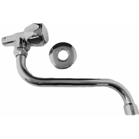 Bagnoclic – Robinet extérieur mural chromé 1/2'' – Bec orientable en S – Laiton de haute qualité – Raccord 1/2x1/2 pour installation standard