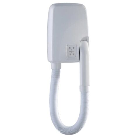 Bagnoclic – Sèche-cheveux mural 220V avec commande automatique – 2 vitesses – Double prise pour rasoir – Longueur câble 2m pour collectivités