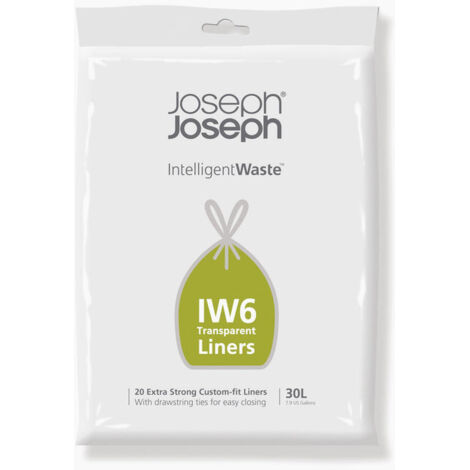 Bags de transparent waste IW6 de 30 L (pack de 20) - Sacs personnalisés pour les conteneurs Totem Max et Totem Pop de 60 L, construction extra-robuste, avec cordon de serrage de pour une fermeture fac