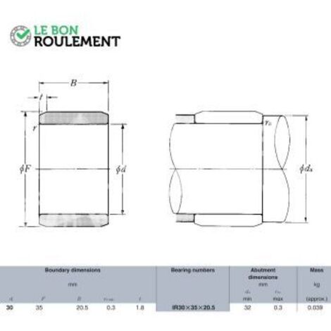 Bague acier intérieure 1R30X35X20.5-NTN