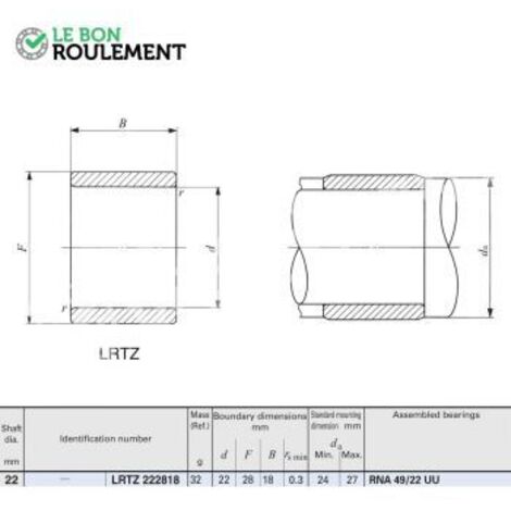 Bague acier intérieure LRTZ222818-IKO