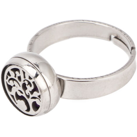 Bague aromathérapie réglable en acier inoxydable, diffuseur d'huiles essentielles portable pour femme - Modèle 2
