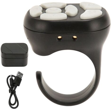 Bague de Défilement Bluetooth 5.3 avec Boîtier Charge et Support Smartphone, [Télécommande Photo/Page/Selfie & Verrouillage]