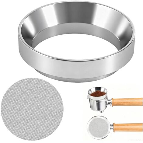 Bague de Dosage Café 58 mm avec Entonnoir Porte-Filtre et Écran Puck Screen – Accessoire Précis pour Café Expresso – Remplissage Facile et Précis pour Poudre de Café – Accessoires pour Entonnoir et Fi