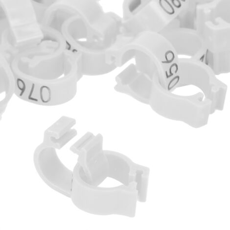 Bague de Pied pour Pigeons 001‑100 Modèle Clip Réutilisable Accessoire de Marquage Avicole Blanc (Matériau Plastique, 12x7mm, 100 Pièces)