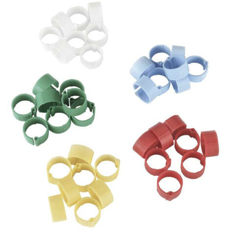 Bague en plastique Kerbl pour poulets, pics et faisan, couleurs varies,  16 mm, conteneur 100 UDS