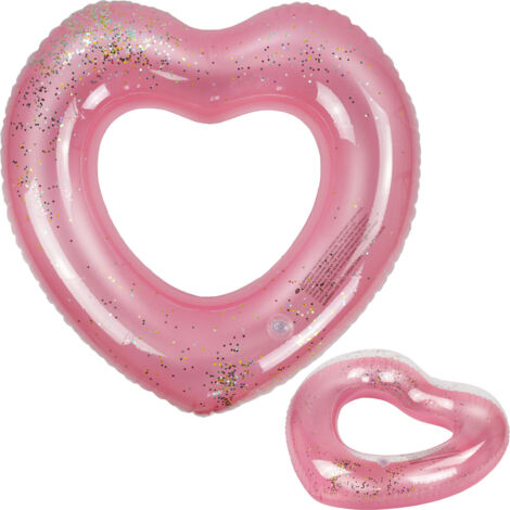 Bague gonflable cœur rose à paillettes pour la natation TG67359