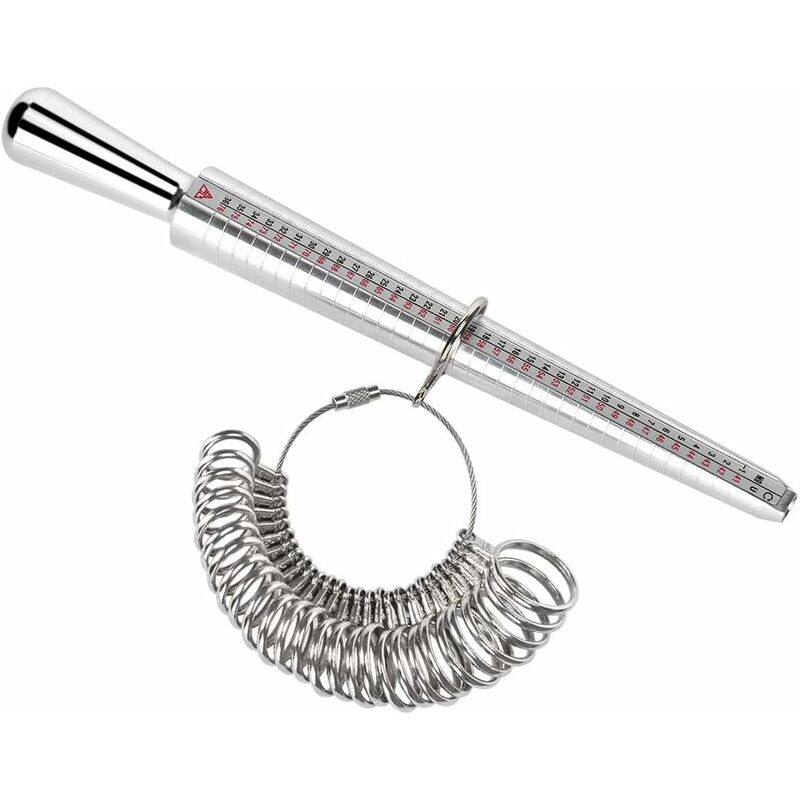 Fei Yu - Bague Jauge Mesure de Taille de Doigt Jauge Anneaux Outil de Bague pour Jauge de Doigt avec Mandrin à Bague