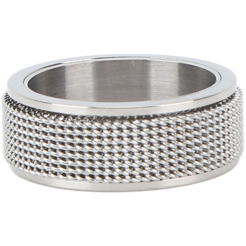 Bague tournoble anti-stress 8mm pour homme en acier titane, silencieuse, couleur argent, diamètre 57mm (2.2 pouces) - Idéale pour l'anxiété