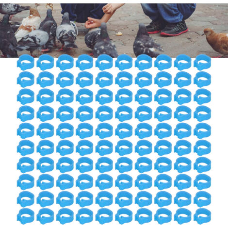 Bagues pour pigeons type J - Anneaux d'identification en plastique de 8mm, pack de 100 pièces bleu léger - pour marquage et gestion de volaille