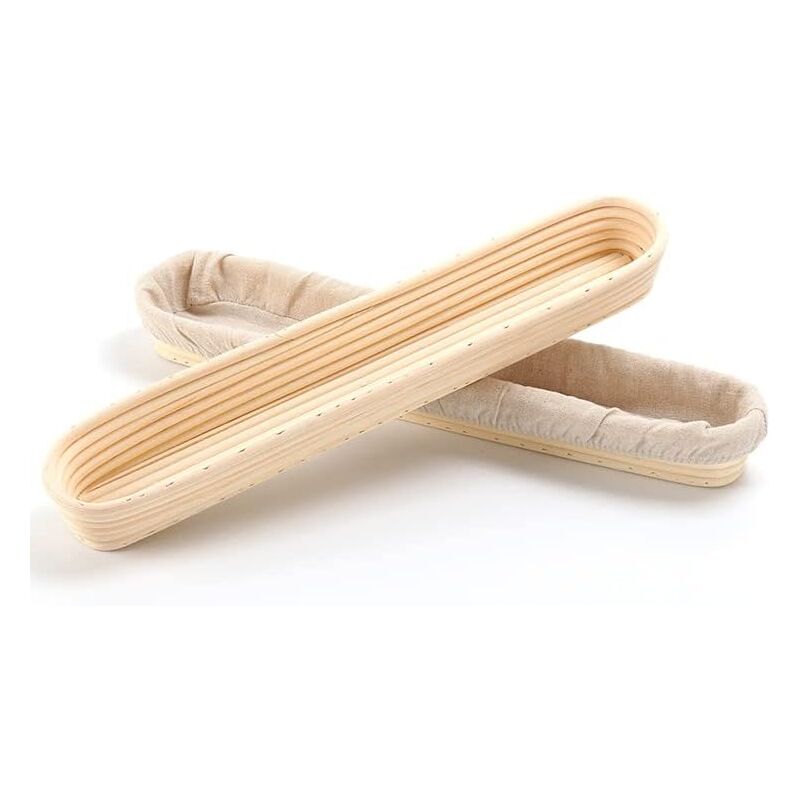 Baguette Banneton Lot de 2 paniers à pain et doublure en lin 34105.5CM en rotin naturel