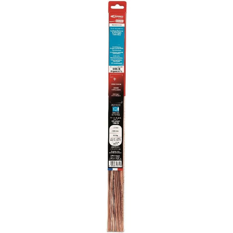 Guilbert Express - Baguette de brasure express atg - Spécial gaz - Argent 6% - ø 2 mm x L500 mm - Blister de 500 grammes - GE206GC