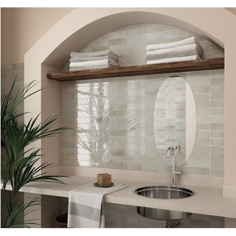 Nais - Baguette de finition pour Carrelage mural faïence effet zellige la riviera Bullnose Jolly 20x1,2 cm boîte de 2 ml / pas m2 - Gioia Materia Vert