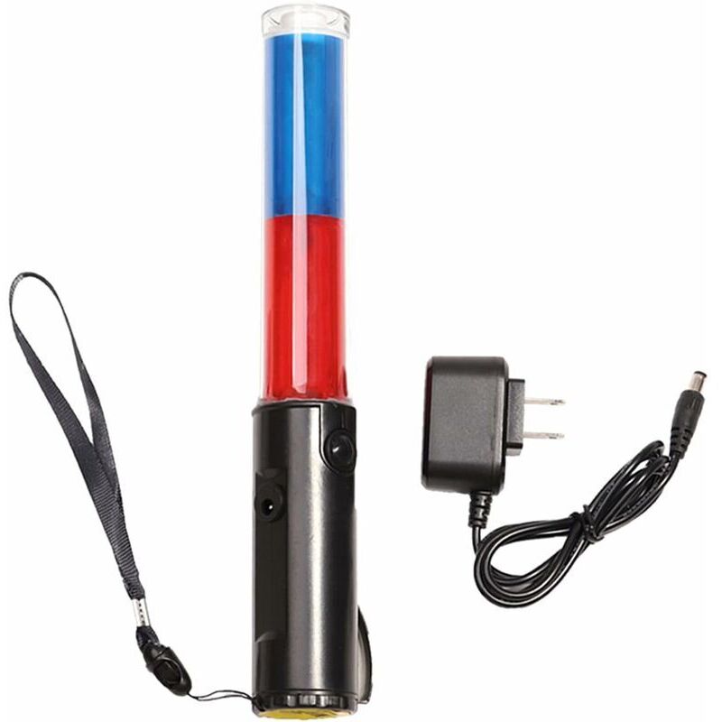 Baguette de signalisation de 26 cm - Baton de signalisation de sécurité à LED Baton lumineux de concert, avec mode clignotant, lanière de dragonne,