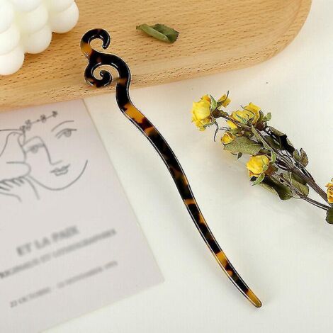 Baguettes à cheveux rétro chinoises en acétate pour femmes, épingles à chignon - 9 - D4