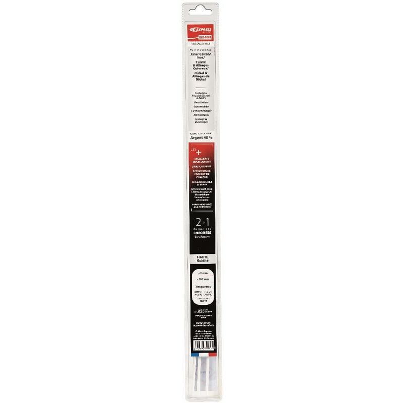 Guilbert Express - Baguettes enrobées express Argent 40% - ø 2 mm x l 500 mm - Blister de 3 baguettes - GE340EE