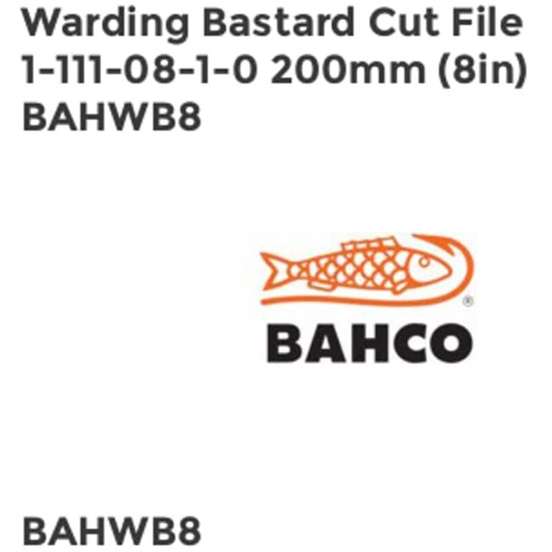 Bahco - 1-111-08-1-0 Warding Bastard Cut File 200mm (8in) BAHWB8