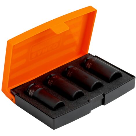 Bahco 1/2 Kraft-Steckschlüssel-Satz, lange Ausführung, metrisch, Sechskant, phosphatiert - 4-tlg.