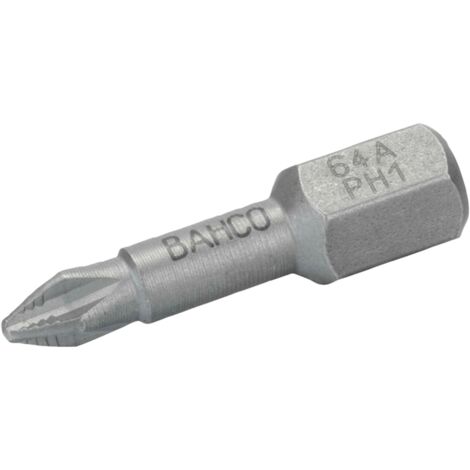Bahco 1/4 ACR-Torsions-Schraubendreher Bits für PH1-Phillips-Schrauben 25 mm - 10 Stk./Kunststoffbox