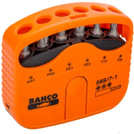 Bahco 1/4 Bitsatz für Phillips-, Pozidriv- und TORX-Schrauben 22 mm x 65 mm x 75 mm - 7-tlg.