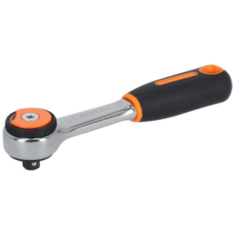 Bahco 1/4-Umschaltknarre mit rundem Knarrenkopf, 72 Zähnen und 5°-Rückschwenkwinkel, 120 mm - Einzelhandelsverpackung