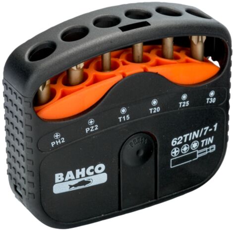 Bahco 1/4 Zinn-Torsions-Bitsatz für Phillips-, Pozidriv- und TORX-Schrauben 22 mm x 65 mm x 75 mm - 7-tlg.