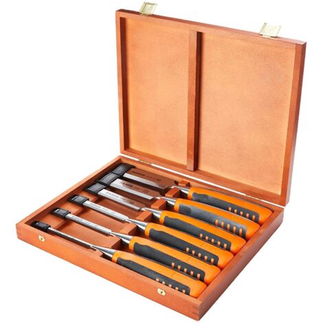 Bahco 424P-S6 Bevel Edge Chisel Set in Wooden Box, 6 Piece BAH424PS6
