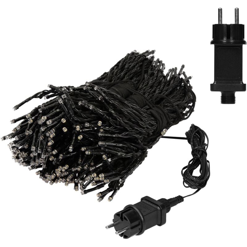 ECD Germany Chaînes Lumineuses à LED pour Mât de Drapeau 10 Brins par 8m Guirlandes de Lumières Extérieures pour Arbre de Noël IP44 Blanc Chaud Cône