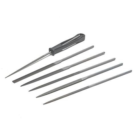 Bahco 6-Piece Needle File Set 160 mm Cut 2 Smooth, Hand, Flat, Half Round, Round, Three Square and Square with Handle