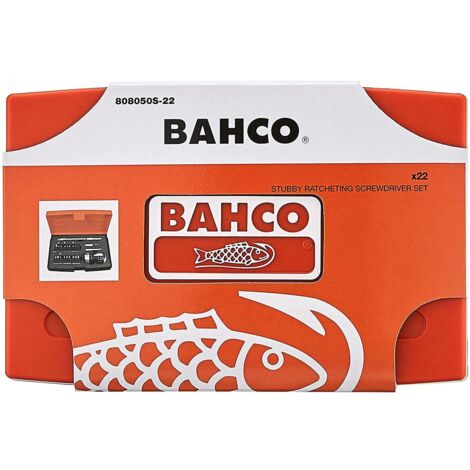 Bahco 808050S-22 Stubby Ratchet Screwdriver Set, 22 Piece BAH808050S22