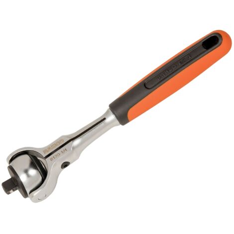 Bahco 8120-1/4 Inch Drive Swivel Head Ratchet with 72 Teeth and 5° Action Angle