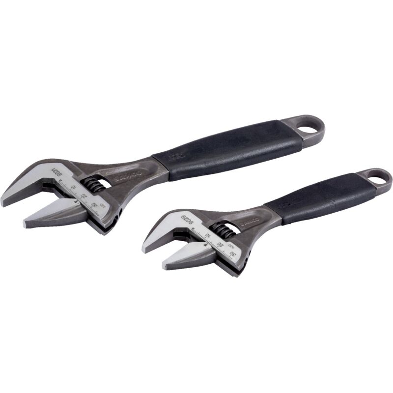 Lot de 2 clés à molette professionnelle Bahco 9029 et 9031 à ouverture extra large