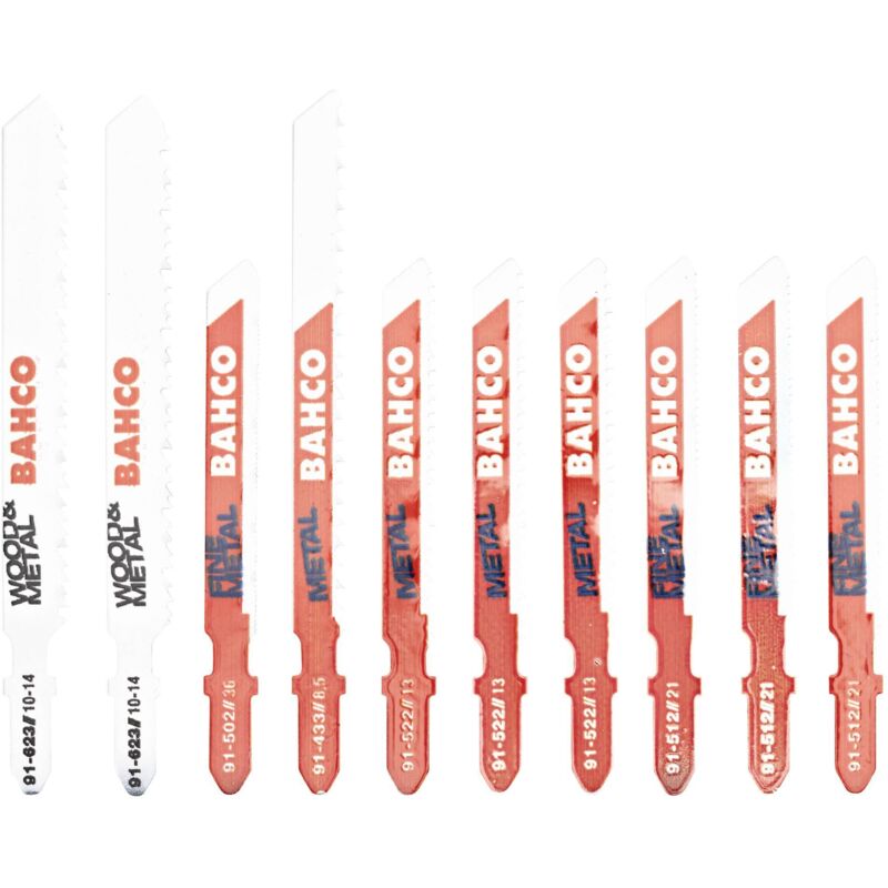 91-METAL-10P Jeu de lames de scie sauteuse pour métal, 10 pcs 1 set - Bahco