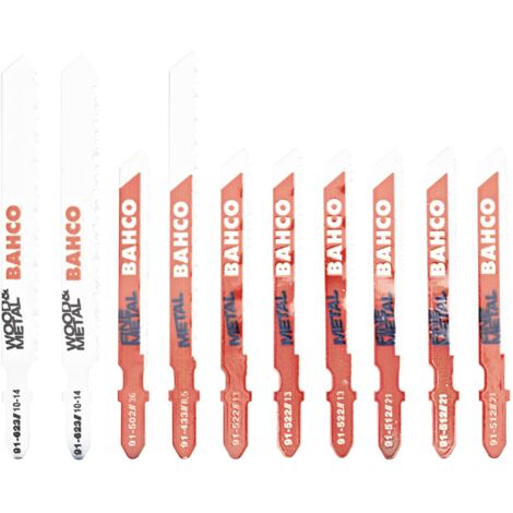 Bahco 91-METAL-10P Jeu de lames de scie sauteuse pour métal, 10 pcs 1 set