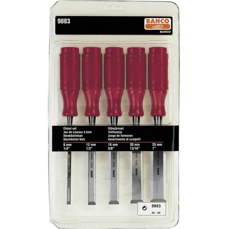 BAHCO - Jeu de burins avec manche en polypropylène - 5 pcs/blister