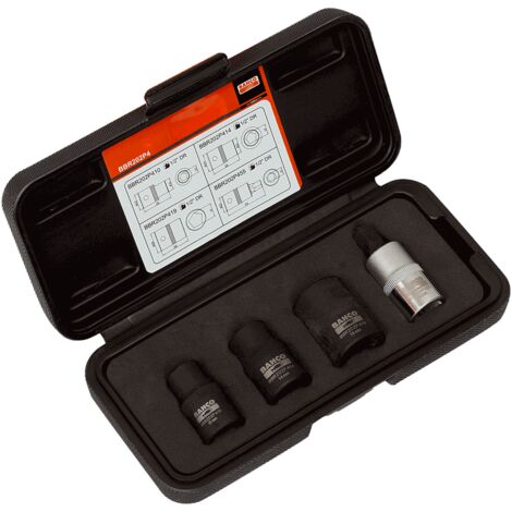 Bahco Assortimento bussole pentagonali e con inserto, 1/2 - BBR202P4