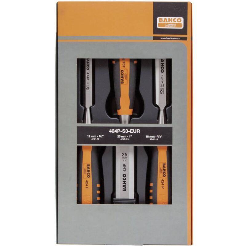 Image of Kit scalpello per legno, 12-18-25 mm Bahco 424P-S3-EUR
