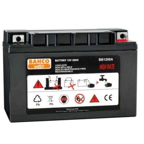 Bahco – Batterie de rechange 12V 28Ah pour boosters – Taux de décharge élevé – Dimensions 220x115x145mm – Compatible avec plusieurs modèles