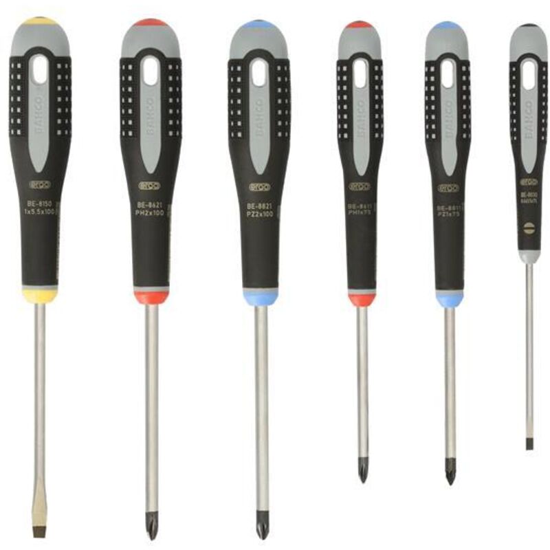 Bahco Phillips, Pozidriv, Slotted Standard Screwdriver Set, 6-Piece