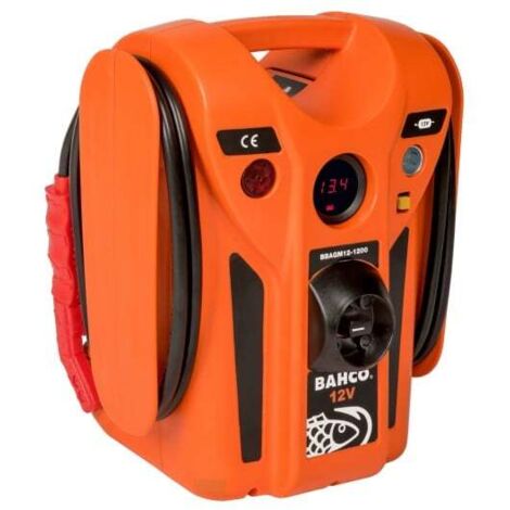 Bahco – Booster AGM 12 V 1200A – Câbles cuivre 25 mm² – Protection inversions de polarité – Voltmètre intégré – Longueur câble 1,61 m