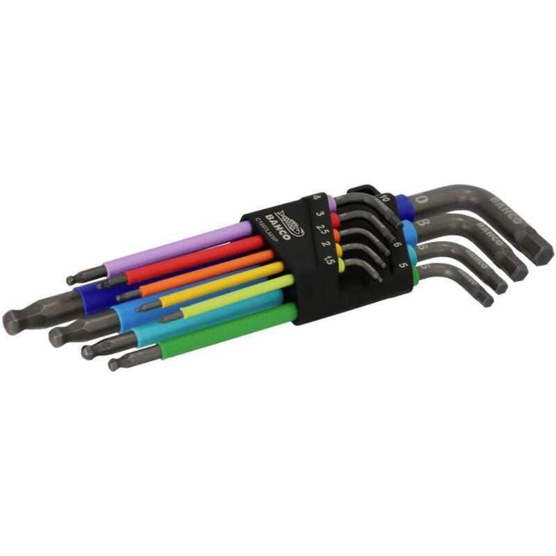 Bahco - C1997LM/9P 6 pans intérieurs Jeu de clés mâles coudées 1.5 mm, 2.0 mm, 2.5 mm, 3.0 mm, 4.0 mm, 5.0 mm, 6.0 mm, 8