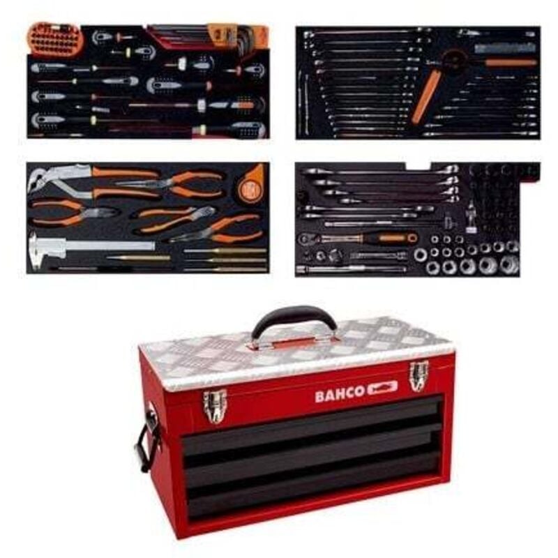 Bahco - Caisse à outils métallique, kits d'outils multi-usages - 146 pcs